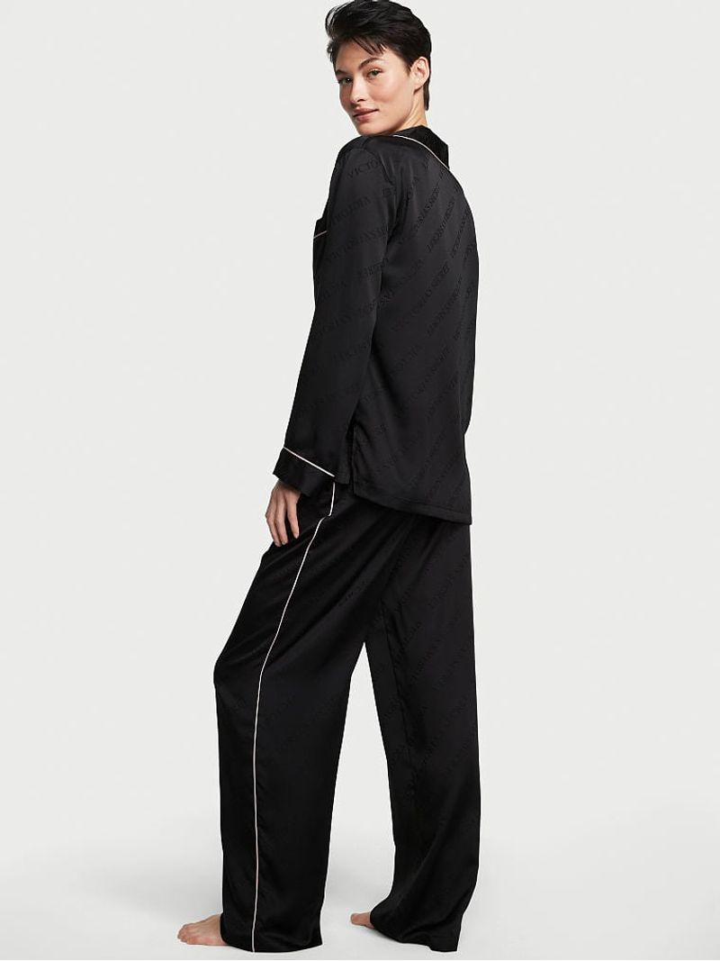 Pijama-Pantalon-de-Satin-Negro-Victoria-s-Secret